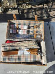 MaxSold Auction: The Devon Travel Picnic/BBQ Set in Solid Brown Genuine Leather Case - Peachland (British Columbia, Canada) SELLER MANAGED Downsizing Online Auction - Princeton Avenue