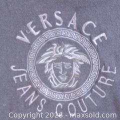 MaxSold Auction: Vintage 1990s Versace Jeans Couture Wool Button-Up Sweater – Black – Large - Toronto (Ontario, Canada) SELLER MANAGED Reseller Online Auction - Esandar Drive (STORAGE)