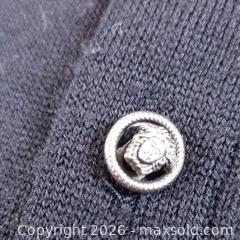 MaxSold Auction: Vintage 1990s Versace Jeans Couture Wool Button-Up Sweater – Black – Large - Toronto (Ontario, Canada) SELLER MANAGED Reseller Online Auction - Esandar Drive (STORAGE)