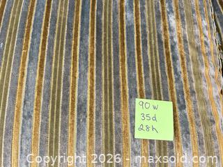 MaxSold Auction: Art Shoppe Mid-Century Velvet Sofa Couch in Green/Gold/Teal, 90" W - Toronto (Ontario, Canada) SELLER MANAGED Estate Sale Online Auction - Widdicombe Hill