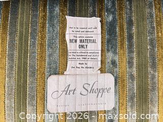 MaxSold Auction: Art Shoppe Mid-Century Velvet Sofa Couch in Green/Gold/Teal, 90" W - Toronto (Ontario, Canada) SELLER MANAGED Estate Sale Online Auction - Widdicombe Hill