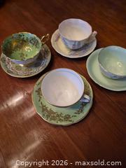 MaxSold Auction: Bone China 4 Teacup & Saucer Sets, Green/White with 3 Gold Trim & 1 Pink Trim - Toronto (Ontario, Canada) SELLER MANAGED Estate Sale Online Auction - Widdicombe Hill