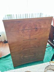 MaxSold Auction: Mid-Century Modern Walnut Veneer Dresser, 5 Drawers and Vanity Table with mirror, 4 Drawer - Toronto (Ontario, Canada) SELLER MANAGED Estate Sale Online Auction - Widdicombe Hill
