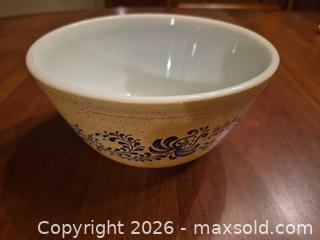 MaxSold Auction: Pyrex Milk Glass Mixing Bowl Set of 2 with Blue Floral Design - Toronto (Ontario, Canada) SELLER MANAGED Estate Sale Online Auction - Widdicombe Hill