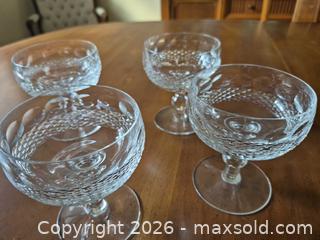 MaxSold Auction: Set of 4 Vintage Crystal Coupe Glasses, Cut Diamond Pattern - Toronto (Ontario, Canada) SELLER MANAGED Estate Sale Online Auction - Widdicombe Hill