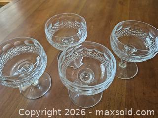 MaxSold Auction: Set of 4 Vintage Crystal Coupe Glasses, Cut Diamond Pattern - Toronto (Ontario, Canada) SELLER MANAGED Estate Sale Online Auction - Widdicombe Hill