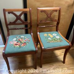 MaxSold Auction: 2 Antique Craddock Duncan Phyfe Mahogany & Floral Needlepoint Accent Chairs - Campbell (California, USA) SELLER MANAGED Downsizing Online Auction - Dell Avenue