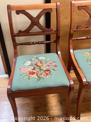 MaxSold Auction: 2 Antique Craddock Duncan Phyfe Mahogany & Floral Needlepoint Accent Chairs - Campbell (California, USA) SELLER MANAGED Downsizing Online Auction - Dell Avenue