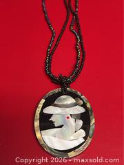 MaxSold Auction: Art Deco Style Abalone Shell Pendant Necklace - Campbell (California, USA) SELLER MANAGED Downsizing Online Auction - Dell Avenue