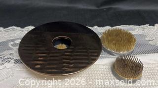 MaxSold Auction: Donna Gittens Designs Pottery Flower Frog & 2 Metal Frogs for Flowers - Campbell (California, USA) SELLER MANAGED Downsizing Online Auction - Dell Avenue