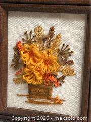 MaxSold Auction: Pair of Vintage Framed Floral Needlepoint / Crewel Embroidery Wall Art  Cottagecore - Campbell (California, USA) SELLER MANAGED Downsizing Online Auction - Dell Avenue