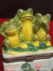 MaxSold Auction: Porcelain “See No Evil, Hear No Evil, Speak No Evil” Frog Trinket Box - Campbell (California, USA) SELLER MANAGED Downsizing Online Auction - Dell Avenue