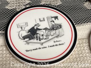 MaxSold Auction: The New Yorker Coasters, A Restoration Hardware Exclusive, 2004 Set Of 6 + Moms Dinner Coasters - Campbell (California, USA) SELLER MANAGED Downsizing Online Auction - Dell Avenue