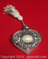 MaxSold Auction: Vintage Ornate Perfume Bottle – Faux Pearl & Silver Tone 2" - Campbell (California, USA) SELLER MANAGED Downsizing Online Auction - Dell Avenue