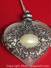 MaxSold Auction: Vintage Ornate Perfume Bottle – Faux Pearl & Silver Tone 2" - Campbell (California, USA) SELLER MANAGED Downsizing Online Auction - Dell Avenue