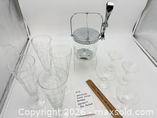 MaxSold Auction: Noritake Sasaki Etched Bamboo Glasses and Ice Bucket - Bremerton (Washington, USA) SELLER MANAGED Estate Sale Online Auction - Burwell