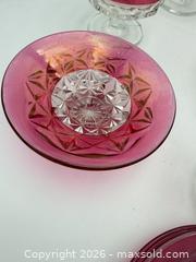 MaxSold Auction: Tiffin-Franciscan or Indiana Glass King's Crown Cranberry flash bundle - Bremerton (Washington, USA) SELLER MANAGED Estate Sale Online Auction - Burwell