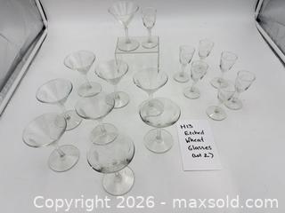 MaxSold Auction: Vintage Etched Wheat Glasses (matches Lot 12) - Bremerton (Washington, USA) SELLER MANAGED Estate Sale Online Auction - Burwell