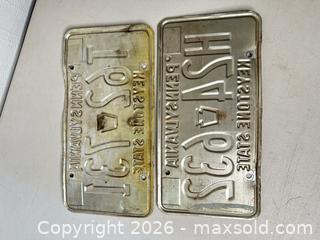 MaxSold Auction: 1980s Pennsylvania License Plate Pair - Yellow & Blue - San Jose (California, USA) SELLER MANAGED Downsizing Online Auction - East Humboldt Street