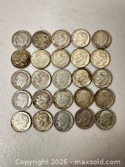 MaxSold Auction: 25 Roosevelt Dimes - 90% Silver, Mixed Mint Marks - San Jose (California, USA) SELLER MANAGED Downsizing Online Auction - East Humboldt Street