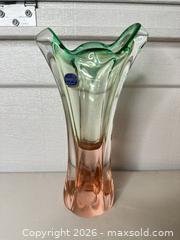 MaxSold Auction: Bohemia Glass Mid-Century Blown Art Glass Vase, Green/Pink - San Jose (California, USA) SELLER MANAGED Downsizing Online Auction - East Humboldt Street