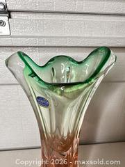 MaxSold Auction: Bohemia Glass Mid-Century Blown Art Glass Vase, Green/Pink - San Jose (California, USA) SELLER MANAGED Downsizing Online Auction - East Humboldt Street