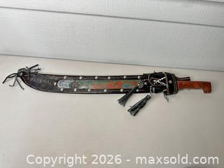 MaxSold Auction: Guatemalan Souvenir Machete, 24-30 in Stainless Steel Blade - San Jose (California, USA) SELLER MANAGED Downsizing Online Auction - East Humboldt Street