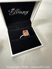 MaxSold Auction: Sterling Silver Emerald-Cut Peach/Champagne Stone Ring - San Jose (California, USA) SELLER MANAGED Downsizing Online Auction - E Humboldt