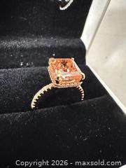 MaxSold Auction: Sterling Silver Emerald-Cut Peach/Champagne Stone Ring - San Jose (California, USA) SELLER MANAGED Downsizing Online Auction - E Humboldt