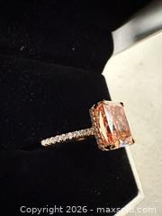MaxSold Auction: Sterling Silver Emerald-Cut Peach/Champagne Stone Ring - San Jose (California, USA) SELLER MANAGED Downsizing Online Auction - E Humboldt
