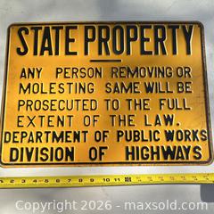 MaxSold Auction: Vintage Yellow & Black Road/Traffic Sign, Medium (12"–24") - San Jose (California, USA) SELLER MANAGED Downsizing Online Auction - East Humboldt Street