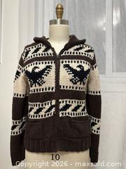 MaxSold Auction: Giorgio Armani Cowichan inspired hooded wool knit sweater  - Toronto (Ontario, Canada) PARTNER MANAGED Downsizing Online Auction - Mclevin Avenue PART TWO
