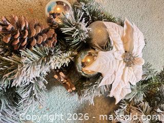 MaxSold Auction: 23in Christmas/Winter Wreath with Silver, White & Green - Wake Forest (North Carolina, USA) PARTNER MANAGED Downsizing Online Auction - Wait Avenue