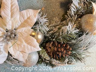 MaxSold Auction: 23in Christmas/Winter Wreath with Silver, White & Green - Wake Forest (North Carolina, USA) PARTNER MANAGED Downsizing Online Auction - Wait Avenue
