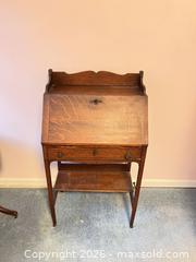 MaxSold Auction: Arts & Crafts Oak Secretary Desk with Drop-Front Writing Surface - Wake Forest (North Carolina, USA) PARTNER MANAGED Downsizing Online Auction - Wait Avenue