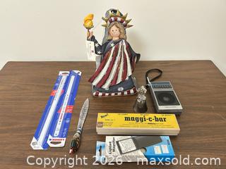 MaxSold Auction: Assorted Patriotic Decor Lot: Radio, Luminary, Magnifiers & More - Wake Forest (North Carolina, USA) PARTNER MANAGED Downsizing Online Auction - Wait Avenue