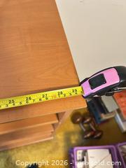 MaxSold Auction: Cherry Laminate Bookcase / Shelf Unit - Wake Forest (North Carolina, USA) PARTNER MANAGED Downsizing Online Auction - Wait Avenue