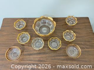 MaxSold Auction: Clear Glass Bowls with Gold Trim, Scalloped Edge  - Wake Forest (North Carolina, USA) PARTNER MANAGED Downsizing Online Auction - Wait Avenue