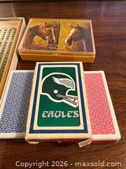 MaxSold Auction: Cribbage Board Set with Multiple Playing Card Decks - Wake Forest (North Carolina, USA) PARTNER MANAGED Downsizing Online Auction - Wait Avenue