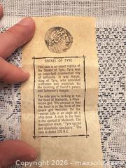 MaxSold Auction: Cufflinks and Tie Clip Set — Shekel of Tyre Replica - Wake Forest (North Carolina, USA) PARTNER MANAGED Downsizing Online Auction - Wait Avenue