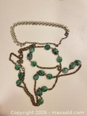MaxSold Auction: Elco/Elico Lot of 2 Green Glass Bead Necklaces - Wake Forest (North Carolina, USA) PARTNER MANAGED Downsizing Online Auction - Wait Avenue
