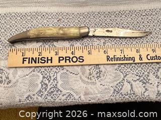 MaxSold Auction: Fixed Blade Hunting Cutter with Leather Sheath & Pocket Folding Cutter - Wake Forest (North Carolina, USA) PARTNER MANAGED Downsizing Online Auction - Wait Avenue