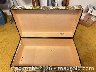 MaxSold Auction: Floral Storage Steamer Trunk, Vinyl-Covered Cardboard - Wake Forest (North Carolina, USA) PARTNER MANAGED Downsizing Online Auction - Wait Avenue