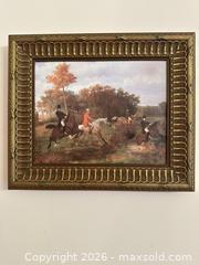 MaxSold Auction: Framed Giclée Equestrian / Fox Hunt Print, Gold-Tone Wood Frame - Wake Forest (North Carolina, USA) PARTNER MANAGED Downsizing Online Auction - Wait Avenue