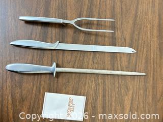 MaxSold Auction: Gerber 3-Piece Carving Set (Fork, Cutting Utensil, Sharpening Steel) - Wake Forest (North Carolina, USA) PARTNER MANAGED Downsizing Online Auction - Wait Avenue