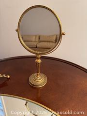 MaxSold Auction: Gilt Metal Oval & Round Vanity Mirrors with Gilt Easel - Wake Forest (North Carolina, USA) PARTNER MANAGED Downsizing Online Auction - Wait Avenue