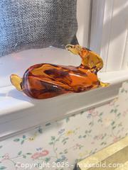 MaxSold Auction: Hand-Blown Amber Glass Rabbit Figurine - Wake Forest (North Carolina, USA) PARTNER MANAGED Downsizing Online Auction - Wait Avenue