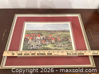 MaxSold Auction: Horse/ Royal Fox Hunt Tray with handles; Gilded - Wake Forest (North Carolina, USA) PARTNER MANAGED Downsizing Online Auction - Wait Avenue