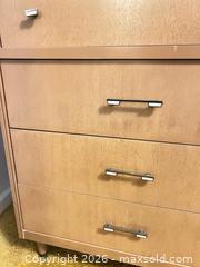 MaxSold Auction: Light Brown Maple 5-Drawer Dresser / Chest of Drawers - Wake Forest (North Carolina, USA) PARTNER MANAGED Downsizing Online Auction - Wait Avenue