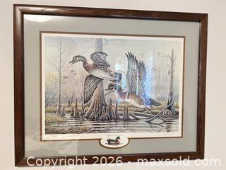 MaxSold Auction: Limited Edition Jake Taylor Framed Print — Wood Ducks (Large, Brown Frame) - Wake Forest (North Carolina, USA) PARTNER MANAGED Downsizing Online Auction - Wait Avenue